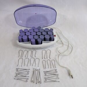 Revlon RV259 24 Hot Rollers Purple Ceramic/Ionic Curlers w/ Clips Tested Working